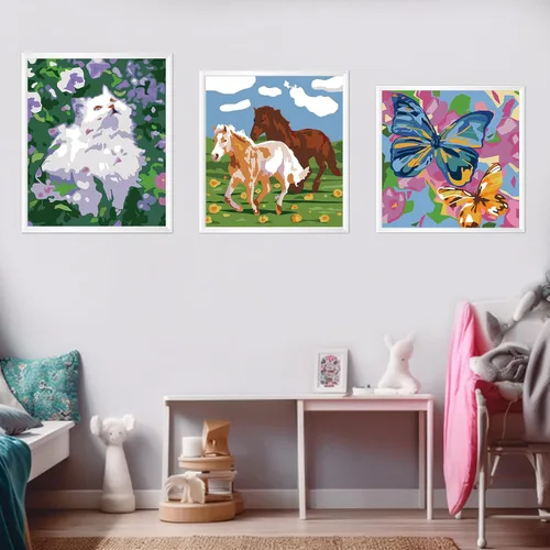 Vista 7 de Pintura por números para niños de 8 a 12 años - Juego de pintura acrílica, pintura por números, brilla en la oscuridad, manualidades DIY, incluye 3