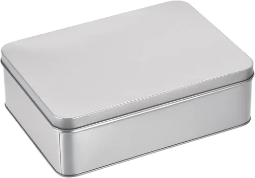 Vista 14 de uxcell Caja de Lata de Metal, 3.54" x 3.54" x 2.17" Recipientes Rectangulares Vacíos de Hojalata con Tapas, Tono Plateado, para Organizador