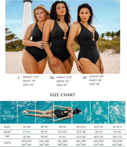 Vista 6 de SHAPELLX Traje de baño de una pieza con cuello en V para mujer, con control de abdomen, con corte fruncido