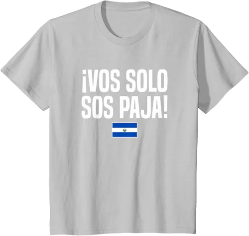 Vista 28 de Camiseta Vos Solo Sos Paja Salvadoran Slang Bandera de El Salvador, Negro