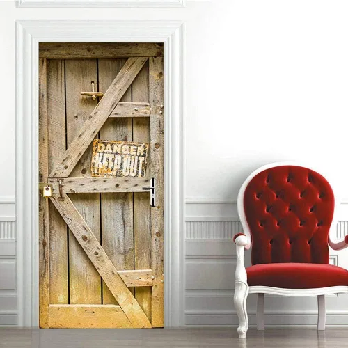 Vista 26 de Adhesivos 3D para puerta, murales para despegar y pegar, puerta de madera, papel tapiz autoadhesivo, extraíble, PVC, impermeable, póster para Puerta