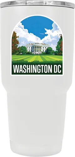 Vista 13 de Washington, D.C. Souvenir - Vaso aislado de acero inoxidable, 24 onzas, color negro, A