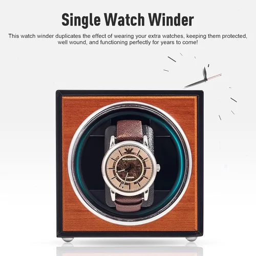 Vista 2 de CO-Z Automatic Single Watch Winder, USB Powered Winder for Single Watch, Wooden Watches Storage Box Display Case for Watch Collectors, Self Winding