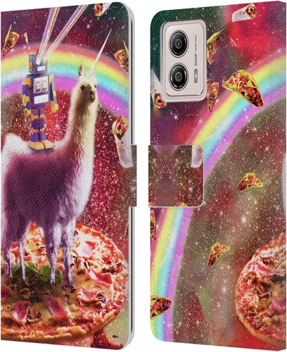 Vista 14 de Head Case Designs Officially Licensed Random Galaxy Cat & Electric Pancakes Space Llama Leather Book Wallet Case Cover Compatible with Motorola Moto