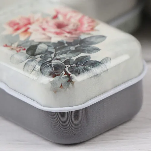 Vista 16 de 8 piezas de mini flores de estaño organizador de joyas caja de almacenamiento cajas decorativas pequeñas latas de metal floral con tapas