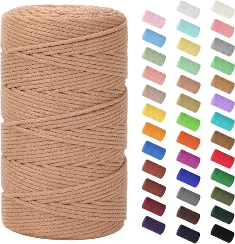 Vista 136 de Cuerda de macramé de 0.079 in x 220 yardas (656 pies), cuerda de algodón natural para colgar en la pared, ganchos de plantas, manualidades Verde