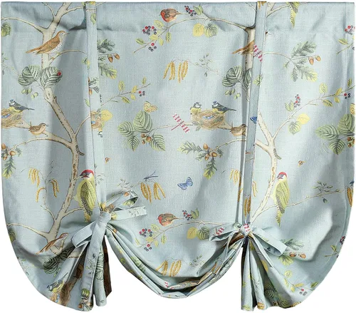 Vista 28 de Leeva Cortinas rústicas de cocina con estampado floral verde mezclado de lino para media ventana, para comedor, bolsillo para barra, cafetería