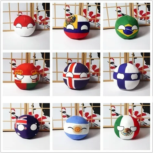 Vista 2 de 7.9 pulgadas, pelota de Polonia, Countryballs, Canadá, Reino Unido, Francia, baile de campo, decoraciones, cosplay de anime, juguetes de peluche