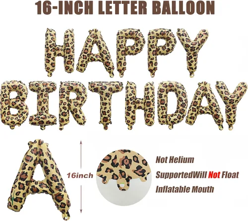 Vista 2 de Decoraciones de globos de letras de feliz cumpleaños con estampado de Estampado de leopardo