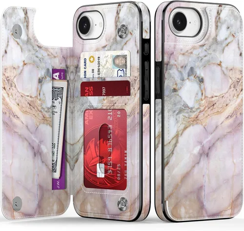 Vista 48 de LETO para iPhone 15 Pro Funda tipo cartera - Tapa tipo folio con patada - Diseños de moda - Tarjetero - Funda protectora para mujeres y niñas - 6.1