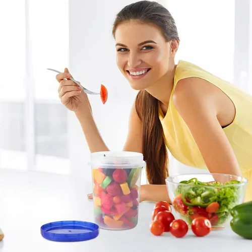 Vista 7 de 24 recipientes de almacenamiento de alimentos de 32 onzas con tapas giratorias superiores, recipientes de plástico reutilizables para alimentos
