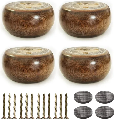 Vista 10 de Patas redondas de madera para muebles de sofá de 2 pulgadas, patas redondas negras de 2 pulgadas de alto, reemplazo para sofá/sofá/otomana/sofá