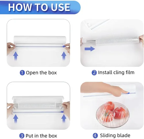 Vista 6 de Dispensador de plástico recargable con cortador deslizante, envoltura adhesiva Fovanga con cortador deslizante para dispensador de papel de aluminio