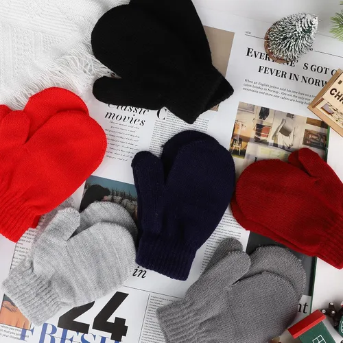 Vista 5 de 6 pares de mitones de invierno para bebés, guantes mágicos de punto para niños y niñas