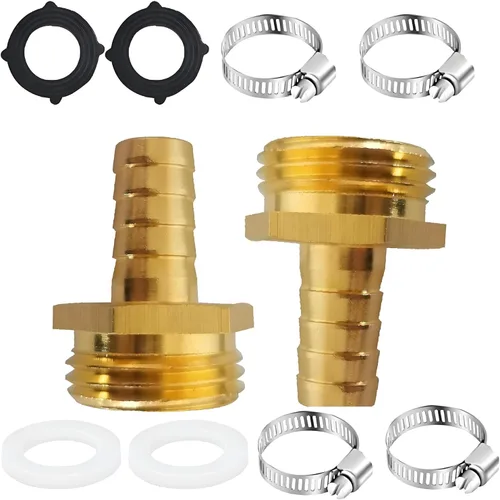 Vista 21 de AOPANDA Conector de reparación de extremo de manguera de agua de latón macizo con púa de 1/4" x rosca GHT hembra de 3/4", incluye abrazaderas