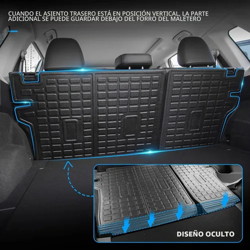 Vista 6 de Bomely Alfombrillas de Piso Compatible con Nissan Rogue 2021-2025 2026 Alfombrilla de Maletero Forro de Carga TPE Para Todo Clima Protector