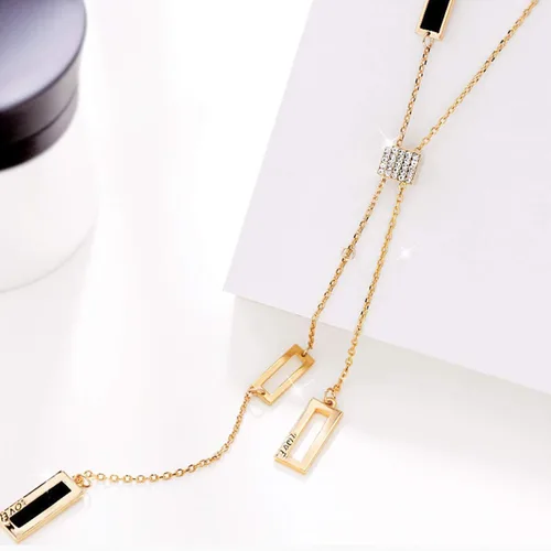 Vista 3 de Merdia Long Necklace for Women Sweater Chain Necklace Elegant Jewelry Accessories Dressy Collocation Winter Evening Party Wedding Charm Necklace