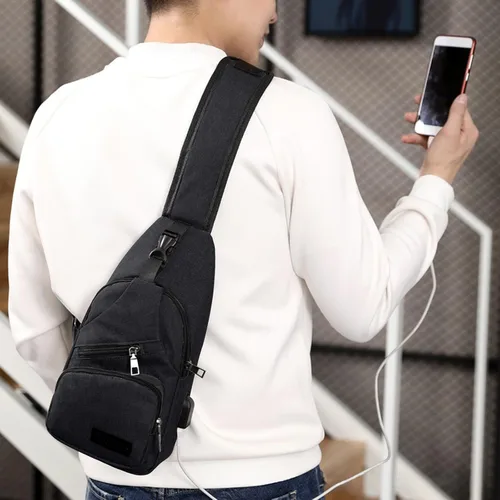 Vista 3 de Bolso bandolera pequeño, bolso cruzado en el pecho, mochila multiusos para mujeres y hombres, bolsa de viaje con correa