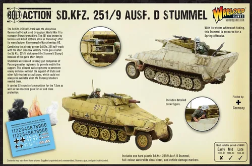 Vista 4 de Bolt Action Sd.Kfz 251/9 Ausf D (Stummel) Half Track 1:56 WWII Kit de modelo de plástico de guerra militar