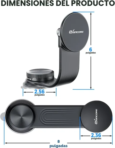 Vista 8 de Magsafe - Soporte magnético para teléfono con brazo de aleación flexible para tu coche 8” long, Dashboard, Windshield, Vacuum Suction Cup, 22 N55