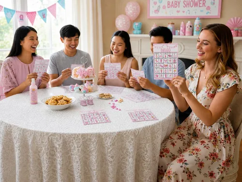 Vista 2 de Tarjetas de Bingo Rosas para Fiesta de Baby Shower, Juego de Bingo para Baby Shower, Juegos de Fiesta de Baby Shower para Adultos, Suministros
