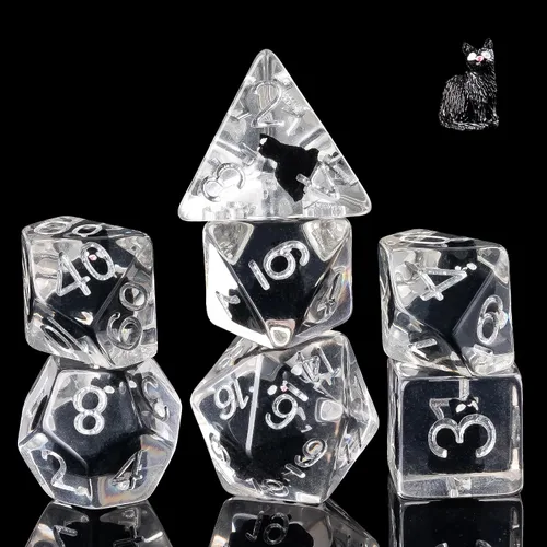Vista 30 de Cusdie 8 dados DND, juego de dados poliédricos rellenos de animales, juego de dados de animales para juegos de rol, dados D&D