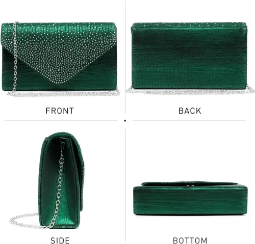 Vista 3 de Dasein Bolso de mano de satén esmerilado para mujer, bolso cruzado para fiesta, graduación, boda, sobre