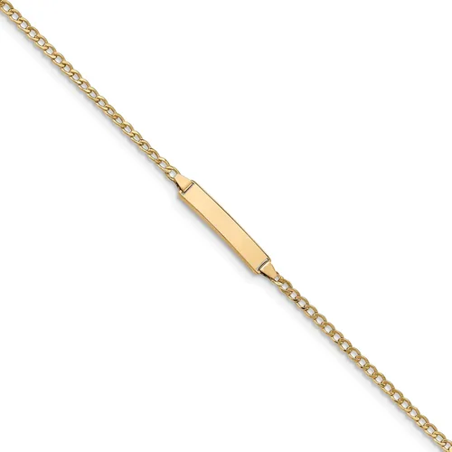 Vista 4 de Pulsera de identificación cubana pulida semisólida de 14 quilates, Oro amarillo de 14 k, no disponible