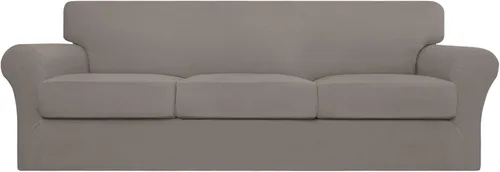 Vista 31 de Easy-Going Funda elástica de sofá de 4 piezas de gran tamaño para perros, funda de sofá lavable para 3 cojines separados, protector de muebles Negro