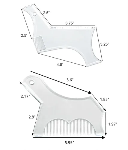 Vista 2 de Herramienta para moldear la barba para hombre con peine incorporado, plantilla transparente, plantillas de peine de peinado para patillas de bigote