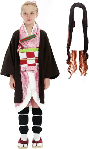 Vista 7 de Disfraz de cosplay de anime para niños, traje de kimono para Halloween