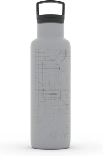 Vista 61 de Well Told Botella de agua aislada con mapa de Washington DC grabado, botella de acero inoxidable grabada (21 onzas, blanco) botella aislada de mapa