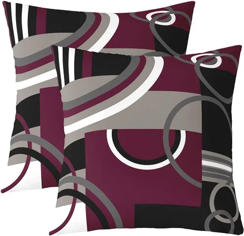 Vista 37 de Juego de 2 fundas de almohada abstractas de 16 x 16 pulgadas para niños, niñas, adolescentes, decoración de dormitorio, moderna a rayas, decoración