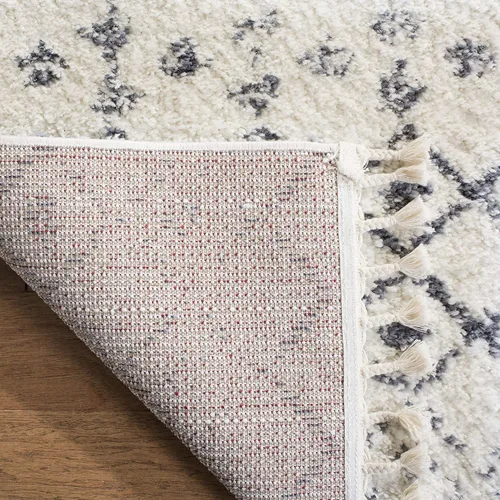 Vista 6 de SAFAVIEH Berber Fringe Shag Collection - Alfombra decorativa de 2 pies 2 pulgadas x 4 pies, color crema y gris oscuro, diseño que no desprende