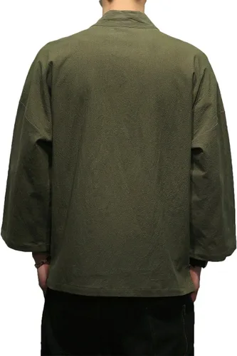 Vista 2 de Chaquetas tipo kimono con bordado de lino y mezcla de algodón para hombre