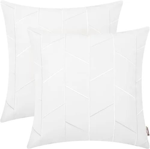 Vista 10 de BRAWARM Fundas de almohada de cuero 16 X 16 pulgadas, paquete de 2 fundas de almohada de cuero sintético negro, fundas de almohada decorativas