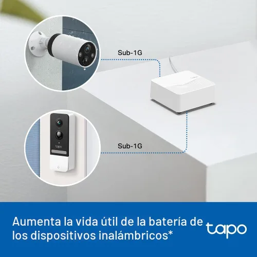 Vista 10 de TP-Link Tapo Smart Hub con timbre integrado, requiere Wi-Fi de 2.4 GHz, conecta hasta 64 dispositivos inteligentes + 4 cámaras, protocolo