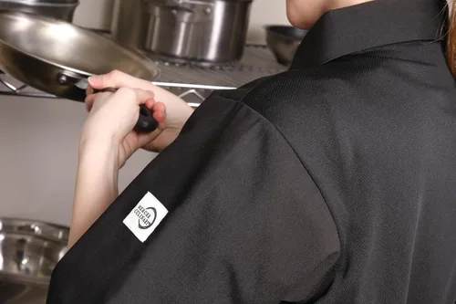 Vista 7 de Mercer Culinary Millennia, camisa de cocinero unisex con espalda de malla de absorción, XS, Negro, 1