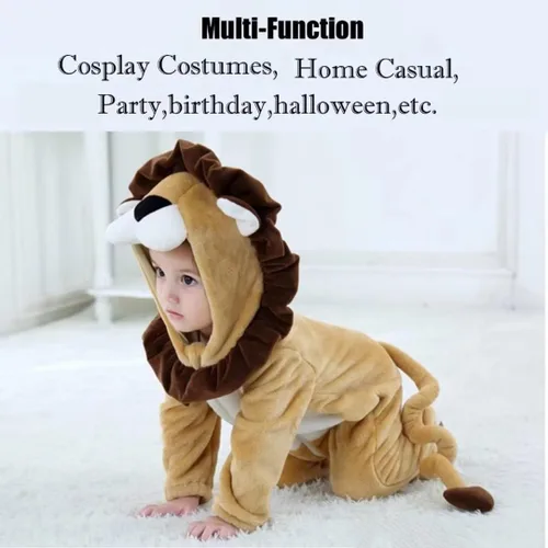 Vista 6 de QIAONIUNIU Disfraz de león para bebé para Halloween, mameluco para niños pequeños, rómper para cosplay, de 12 a 18 meses
