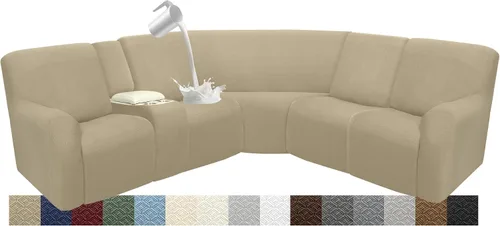 Vista 36 de Fundas impermeables de sofá reclinable modular para sofás reclinables, lavable en forma de L, para perros, fundas elásticas para sofá reclinable