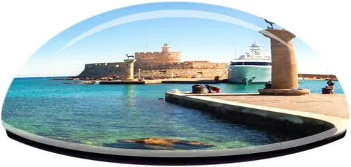Vista 3 de Old Town Rhodes Grecia imán de nevera 3D cristal cristal turístico ciudad viaje recuerdo colección regalo fuerte refrigerador etiqueta engomada