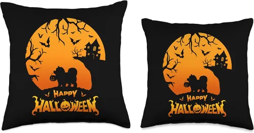 Vista 3 de Chow Chow Happy Halloween Costume Dog Pumpkin Dog Boo Dogs Throw Pillow