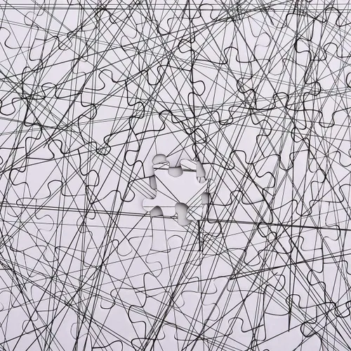 Vista 6 de Bgraamiens Puzzle-The Lines -1000 Piezas Blanco y Negro Desafío de Moda Simple Tablero Azul Rompecabezas de Jigsaw