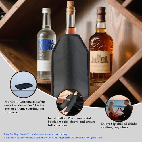 Vista 7 de Funda enfriadora de gel para botella de vino, enfriador de congelador, de larga duración, mantiene el vino fresco y frío, para botellas de vino