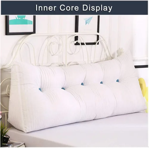 Vista 7 de Cojín de cuña triangular, almohada de lectura triangular para cama doble tamaño Queen size, almohada de lectura para adultos grandes con bolsillos