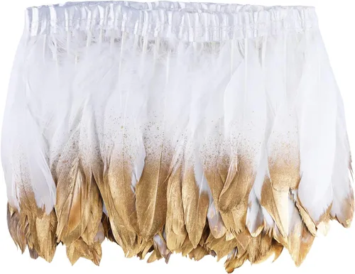 Vista 9 de AWAYTR - Vestiduras con flecos de plumas de pato y ganso de 2 yardas Negro