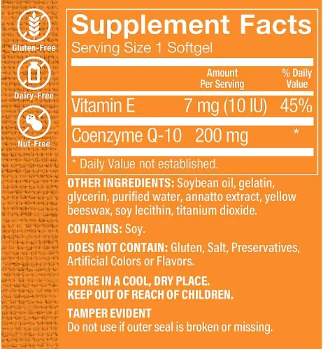 Vista 3 de The Vitamin Shoppe CoQ-10 200mg - Beneficioso para aquellos que toman estatinas - Apoya la salud cardíaca y celular y la producción de energía