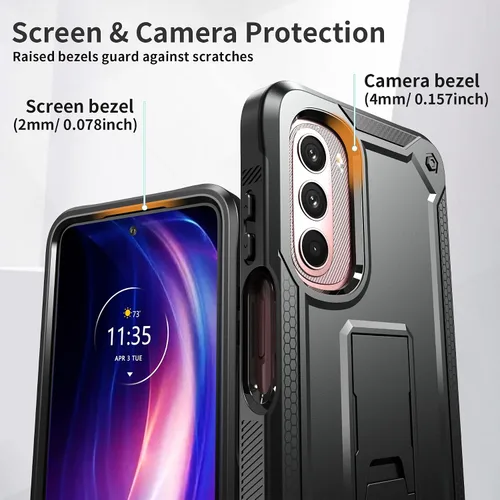 Vista 3 de URBANITE Funda protectora resistente a prueba de golpes para Motorola Moto G Stylus 4G (2022), de grado militar, con protector de pantalla y soporte