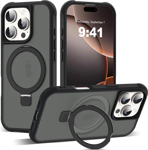Vista 175 de SKYLMW - Funda compatible con iPhone 11 de 6.1 pulgadas, con soporte magnético invisible tipo anillo, funda translúcida de grado militar, compatible
