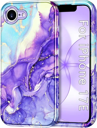 Vista 53 de Btscase Funda compatible con iPhone 17 de 6.3 pulgadas 2025, patrón de mármol 3 en 1, resistente a prueba de golpes, cuerpo completo, policarbonato